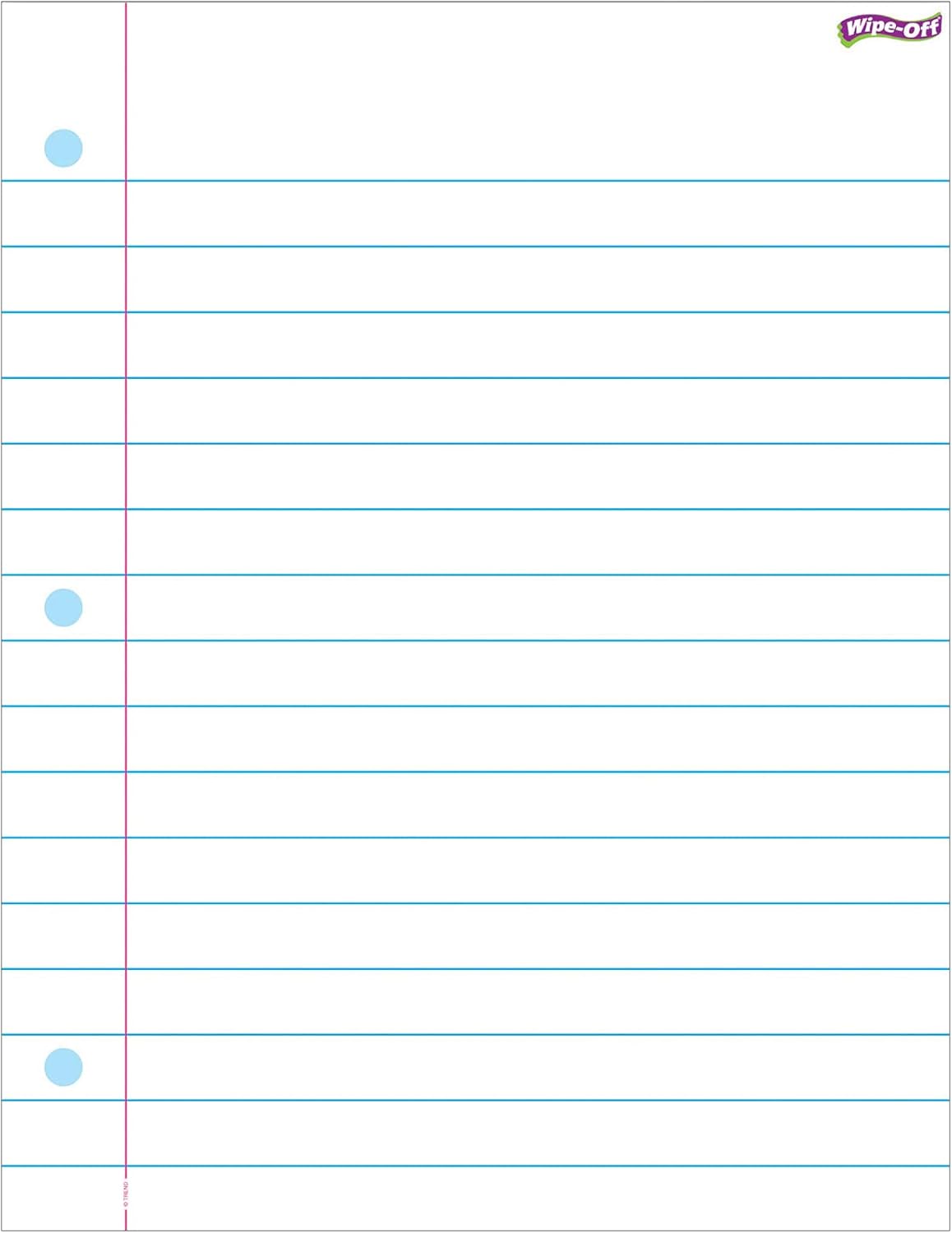 TREND Notebook Paper Wipe-Off Chart, Classroom Decor, 17" x 22"