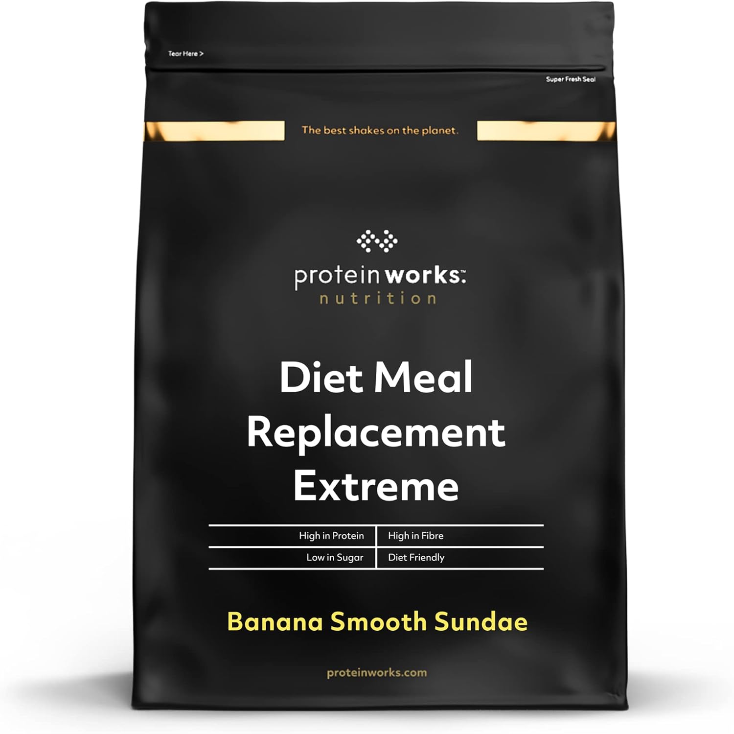 Protein Works - Diet Meal Replacement Extreme Shake | 200 Calorie Meal | High Protein Meal | Supports Weightloss | 16 Servings | Banana Smooth Sundae | 1kg