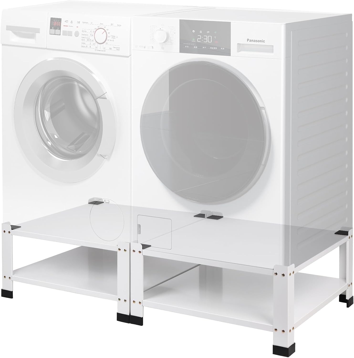 Washer and Dryer Pedestals Heavy Duty Laundry Pedestal,Metal Washing Machine Dryer Pedestal Mini Fridge Stand,Universal Fit 700lbs,28" Wide 14" Height (White, 2PCS)