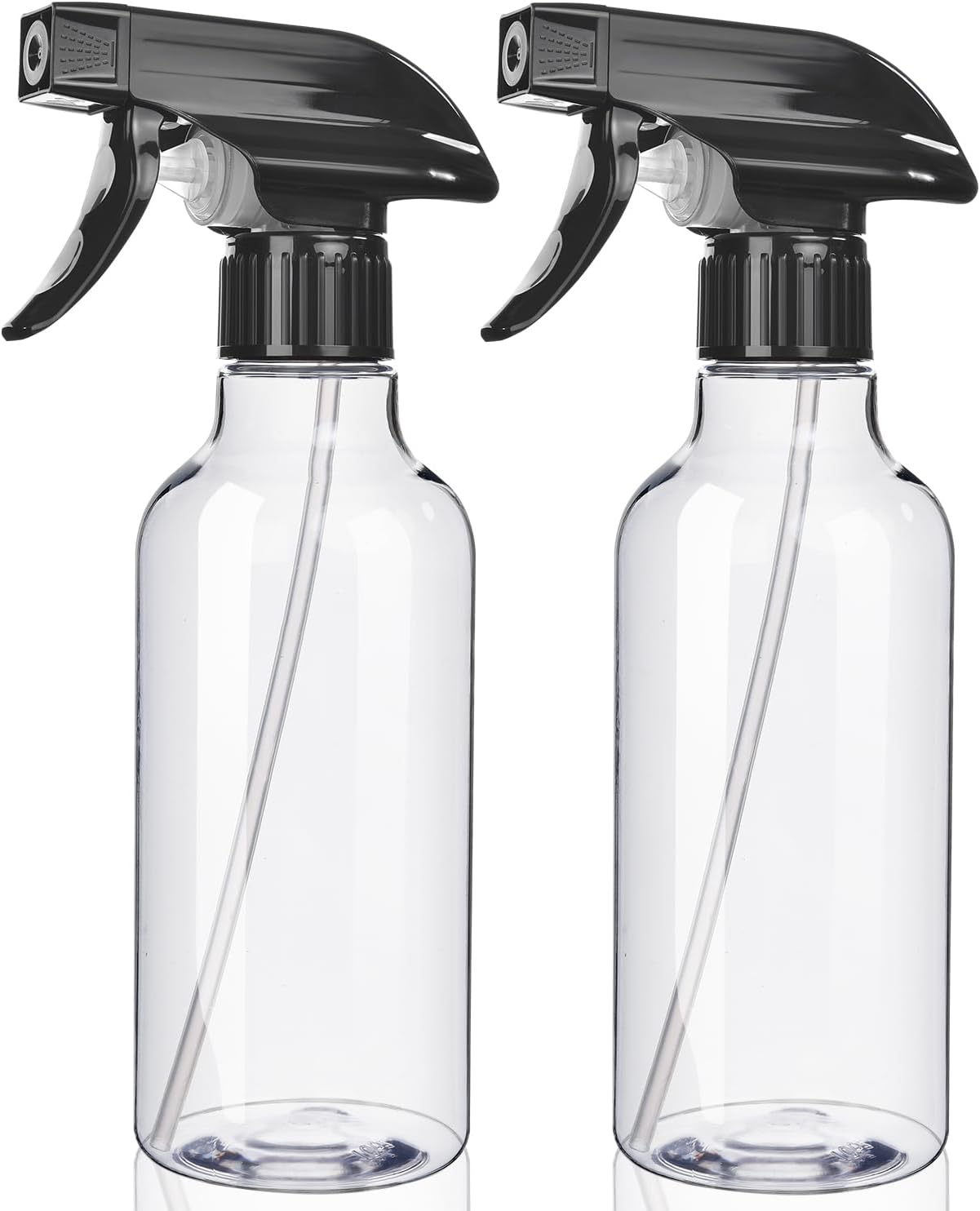 Spray Bottles 2-Pack, 10 Oz, Mist & Stream, Heavy Duty Spraying Empty Water Sprayer Bottle, BPA Free Plastic Refillable Containers for Cleaning Solutions, Plants, Hair, Essential Oils (Clear)