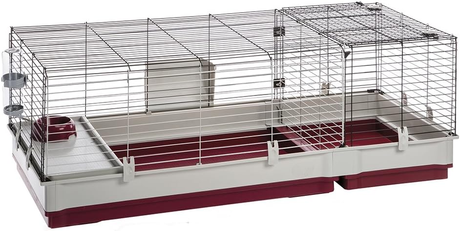 Ferplast Krolik Extra-Large Rabbit Cage w/Wire Extenstion | Rabbit Cage Includes All Accessories & Measures 55.9L x 23.62W x 19.68H & Includes All Accessories | 1-Year Manufacturer's Warranty