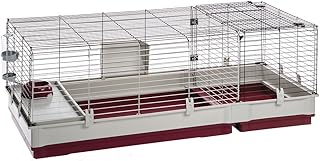 Ferplast Krolik Extra-Large Rabbit Cage w/Wire Extenstion | Rabbit Cage Includes All Accessories & Measures 55.9L x 23.62W x 19.68H & Includes All Accessories | 1-Year Manufacturer's Warranty