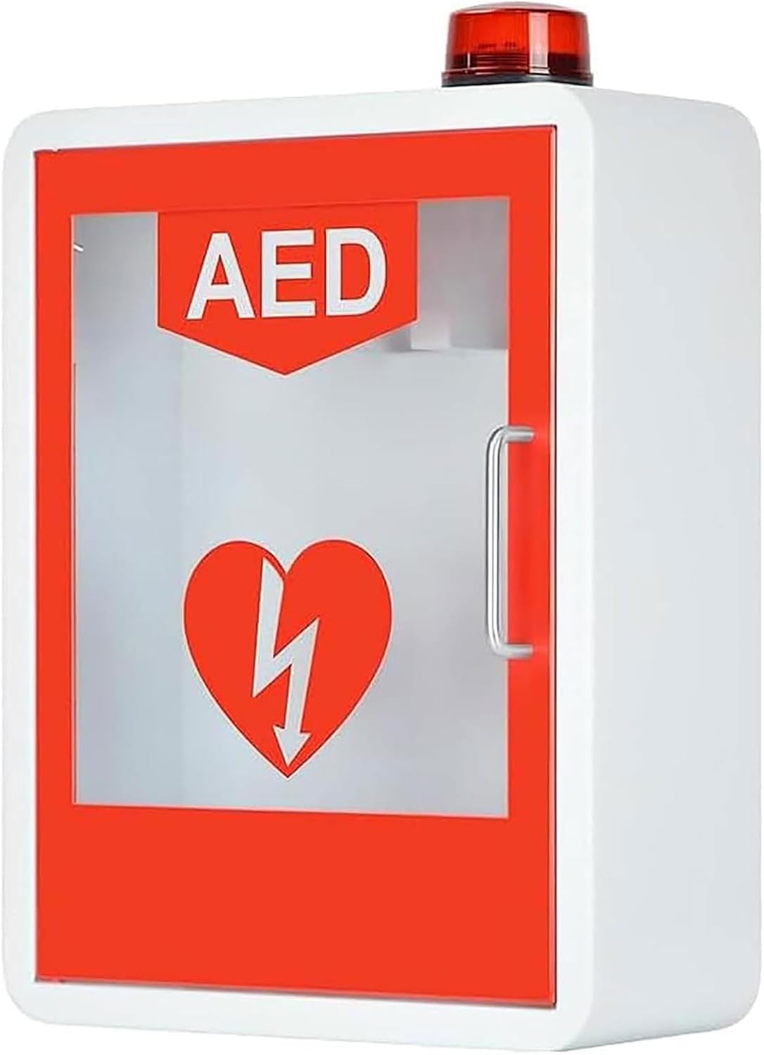 Wall-Mounted Cardiac Defibrillation Alarm Box, AED Defibrillator Storage Cabinet with Light And Alarm System, Double Switch Control, First Aid Case, for Home Office Hospital Public Places (Color : Re