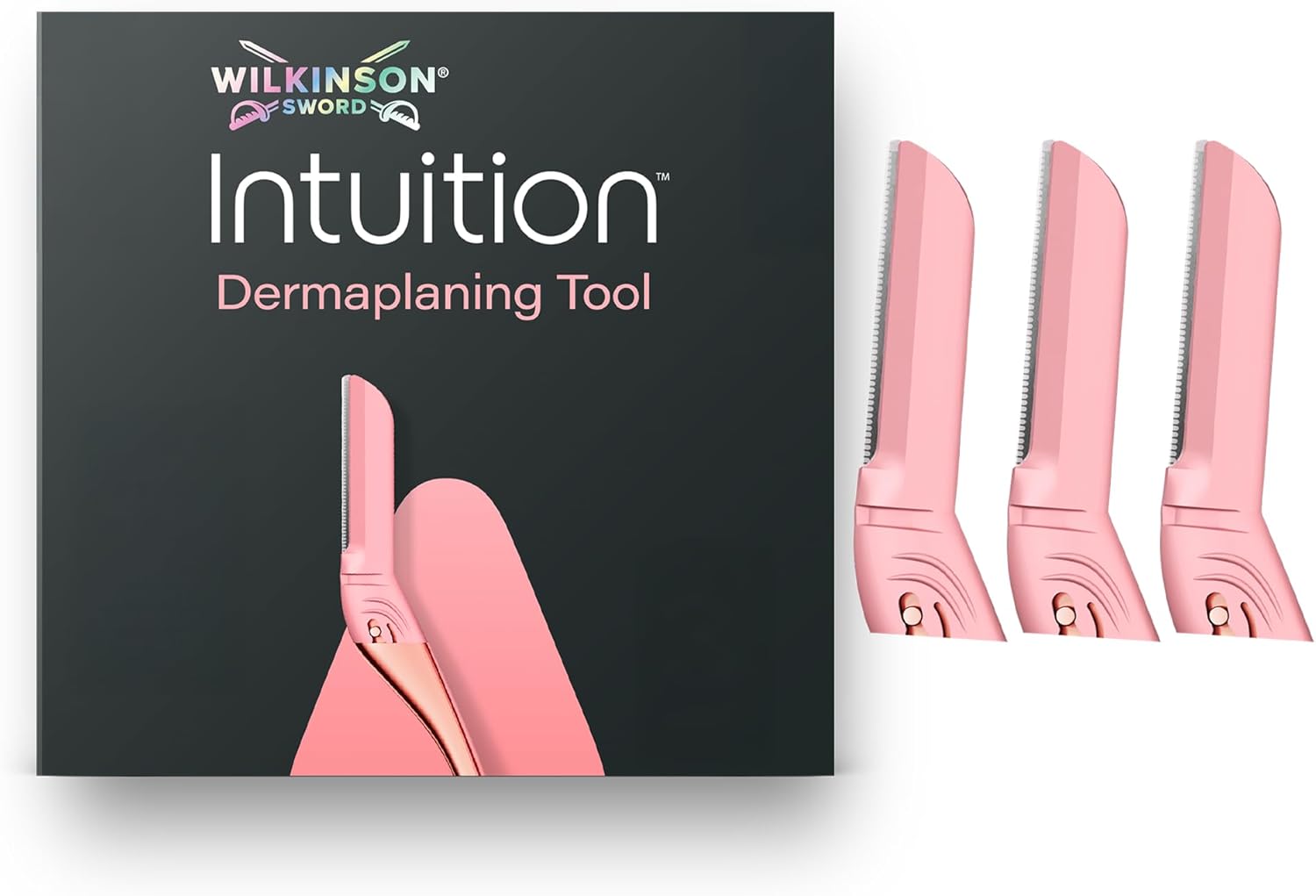 WILKINSON SWORD - Intuition Dermaglow For Women | Facial Hair Remover and Exfoliating Dermaplanning tool | Pack of 3 Blade Refills