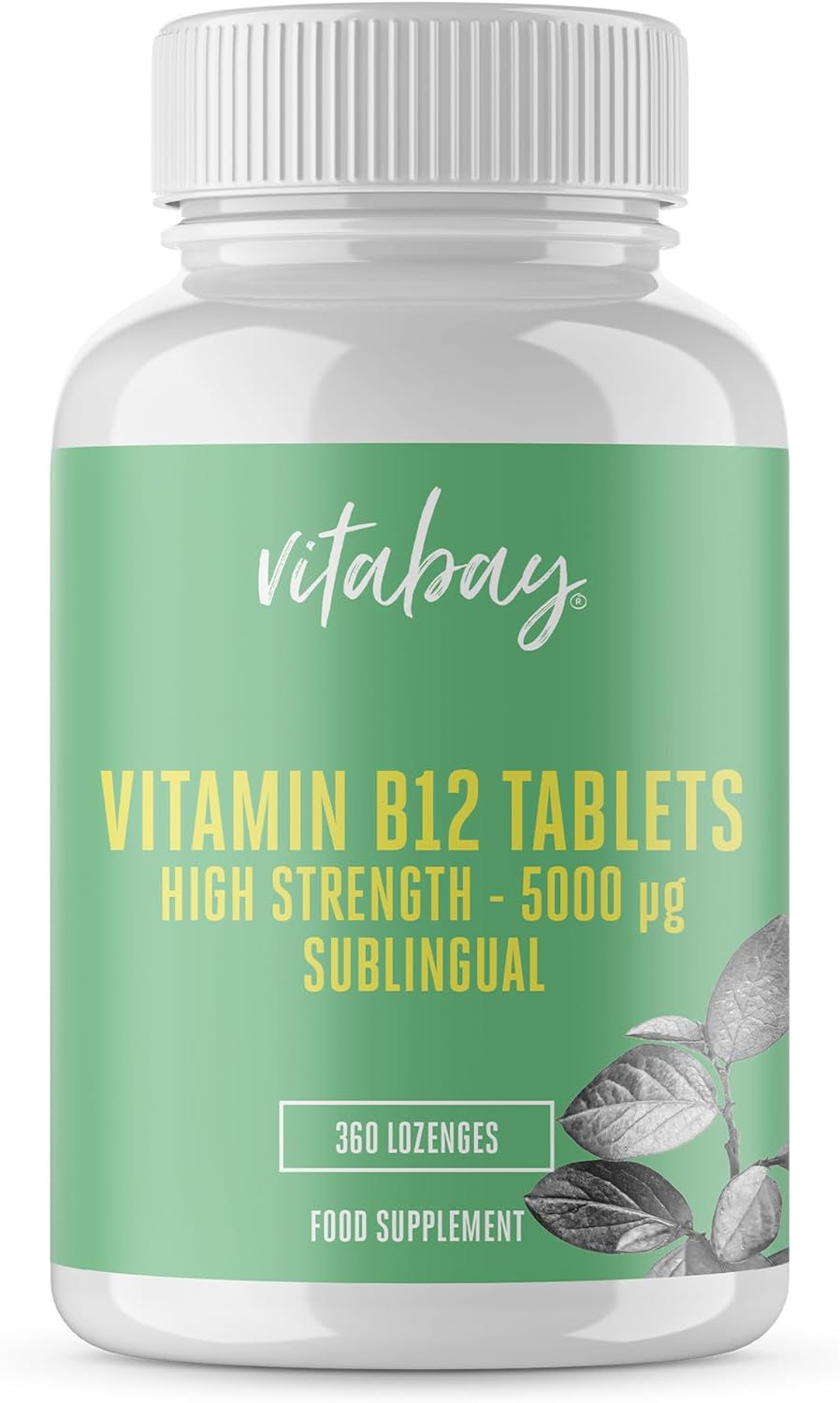 Vitabay Vitamin B12 5000mcg - 360 Vegan & Sublingual Vitamin B12 Tablets - Time-Release Lozenges of Methylcobalamin Active Form with Mixed Berries Flavour - Laboratory Tested