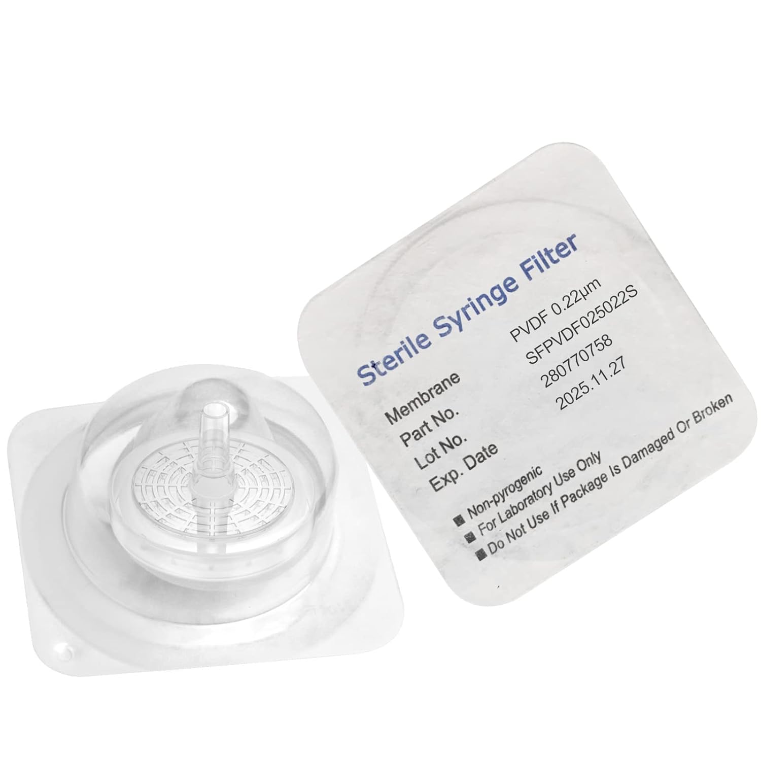 Sterile Syringe Filters PVDF 25 mm Diameter 0.22 um Pore Size Individually Packaged 10/pk by Biomed Scientific