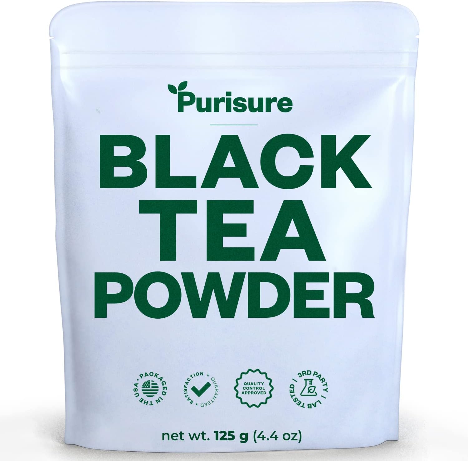 Purisure Instant Black Tea Powder, 125g, 100% Pure Unsweetened Black Tea Powder Dissolves Instantly, Convenient Naturally Caffeinated Black Tea, Delicious Hot or Cold, 125 servings