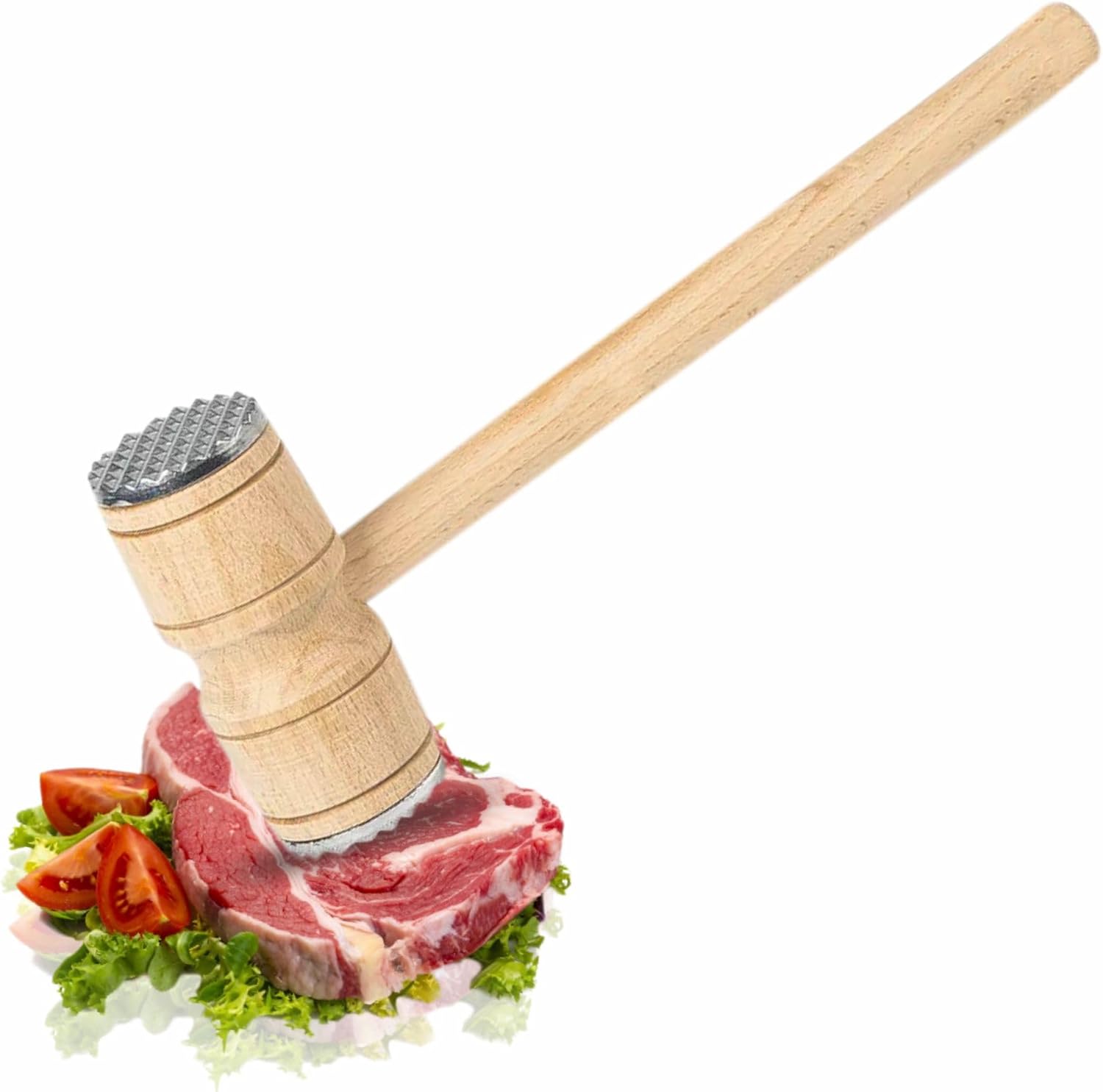 Meat Tenderizer Meat Hammer Meat Mallet Meat Tenderizer Needle Meat Tenderizer Mallet Steak Chicken Poultry Beef Pounder Tool for Kitchen BBQ Wooden Handle Stain Less Steel Kitchen Chef (1 Piece)