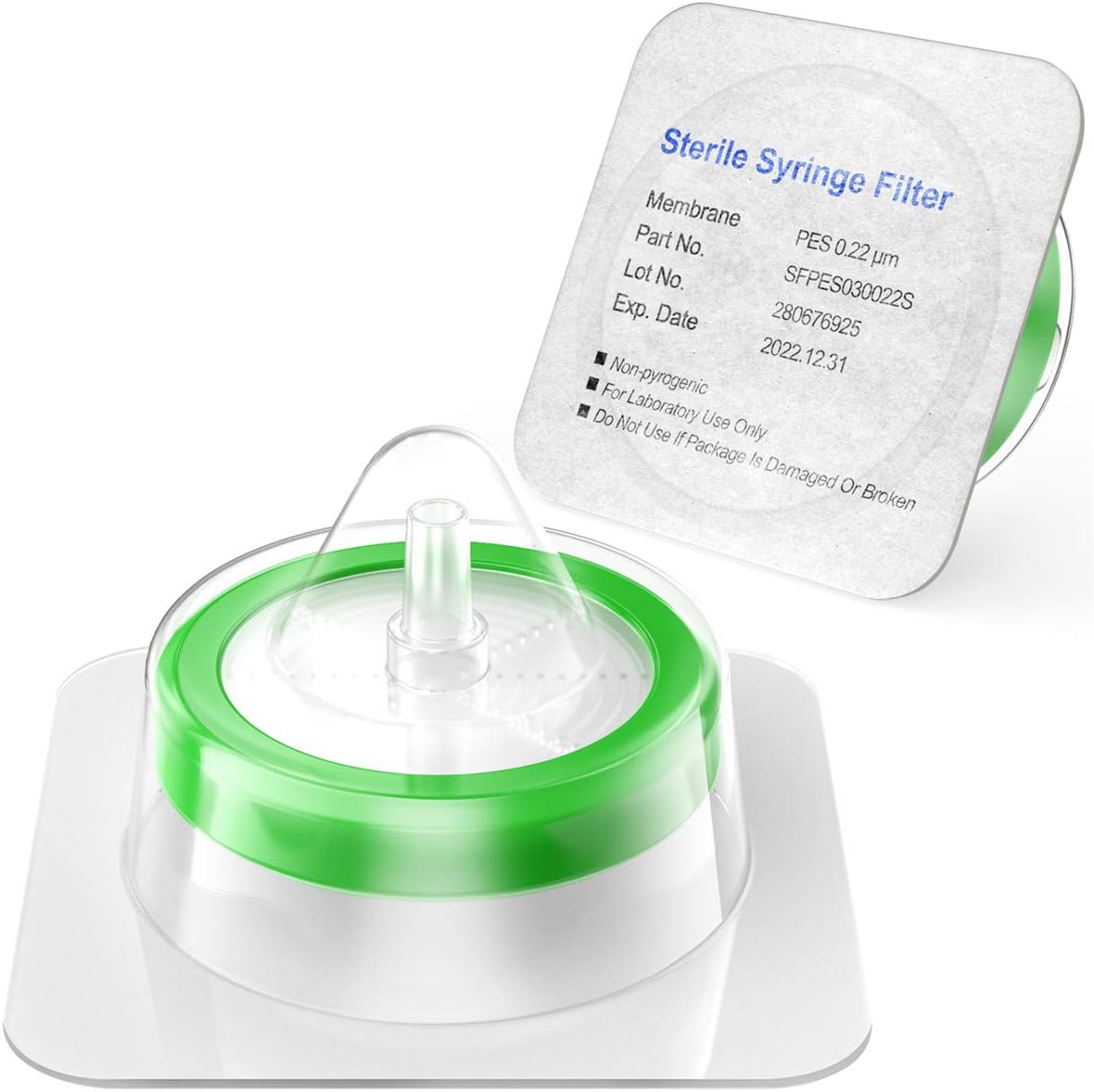 Sterile Syringe Filters, Sterile Individually Packed, PES Membrane 0.22um Pore Size, 33mm Membrane Diameter, Sterile Syringe Filter with Hydrophilic PES Membrane 100 Pcs by Biomed Scientific