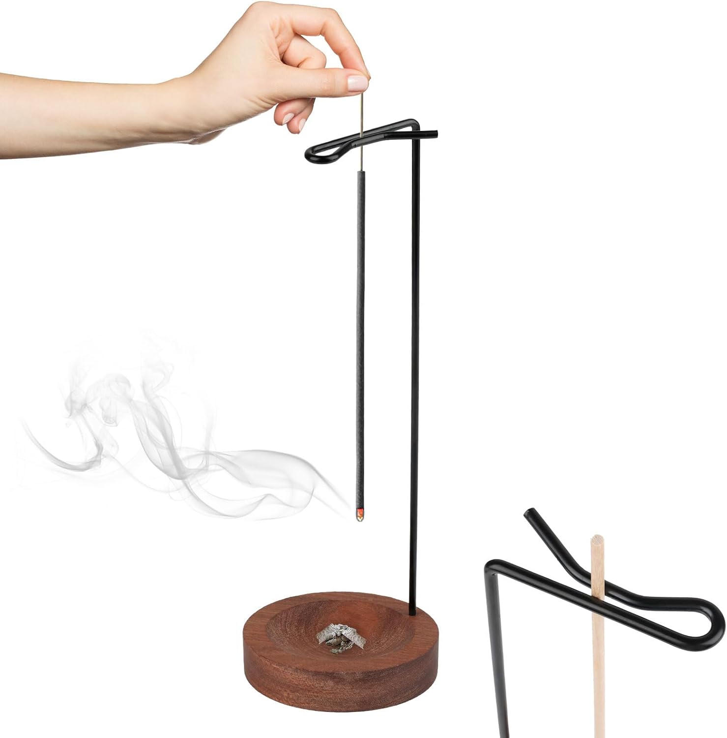 Incense Holder for Sticks, Upside Down Incense Stick Holders, Wooden Incense Burner Ash Catcher Catching for Yoga Meditation Spa Home Decor (10.23 * 3.45In)