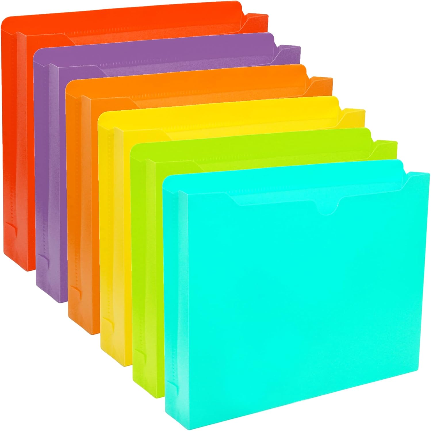 Youngever 6 Pack Heavy Duty Plastic File Jacket, Reinforced Straight Cut Tab, Expandable File Jackets, 2 inch Expansion Pocket, Letter Size, Assorted Colors