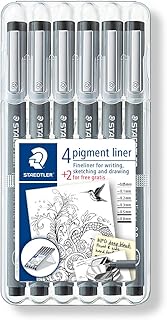 STAEDTLER Pigment Liner Bonus Sketch Set of 6 Liners for the Regular Price of 4(2 free), 308 SB6P