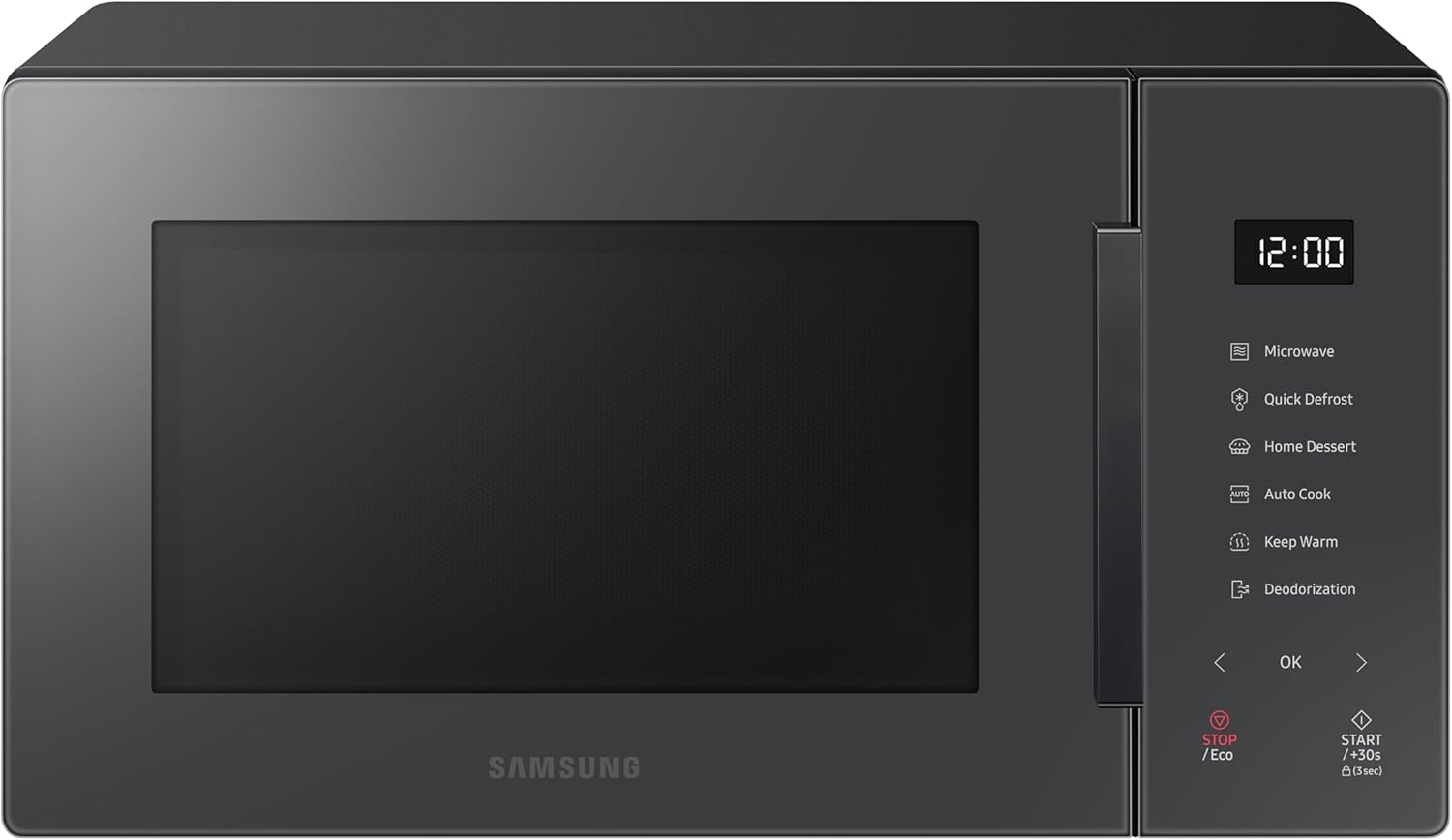 Samsung MS23T5018AC Bespoke Solo Microwave, 800W, 23 Litre, Charcoal