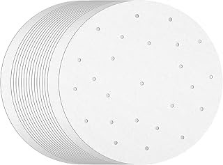 100 Pack Round Air Fryer Liners with Holes for Air Fryer Basket, Dumpling Paper, 10 Inch Perforated Bamboo Steamer Liner Sheets for Baking (White)