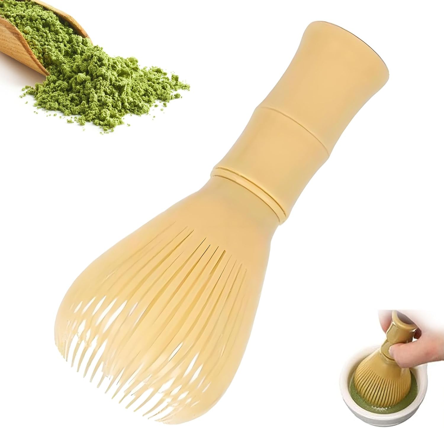 Matcha Whisk, Reusable Resin Matcha Whisk Easy to Clean Stirring Tool for Japanese Matcha Green Tea Ceremony (Yellow)