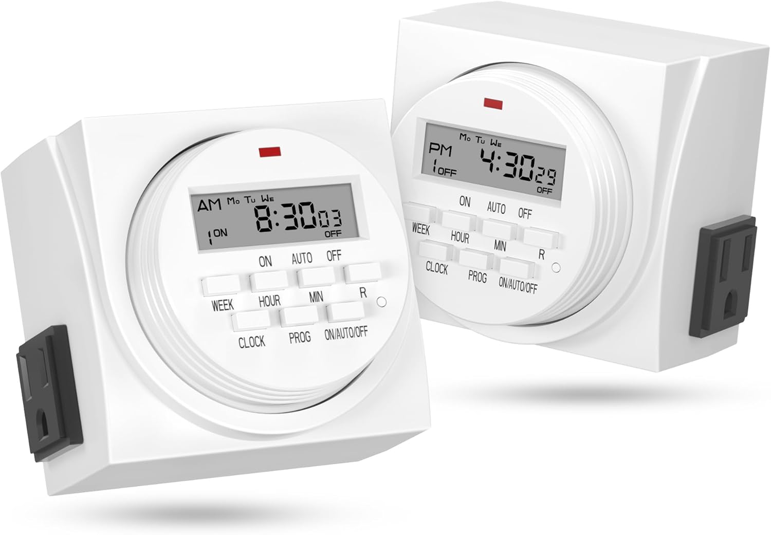 BN-LINK 7 Day Heavy Duty Digital Programmable Timer, FD60 U6, 115V, 60Hz, Dual Outlet, for Lamp Light Fan Security UL Listed(2 Pack)