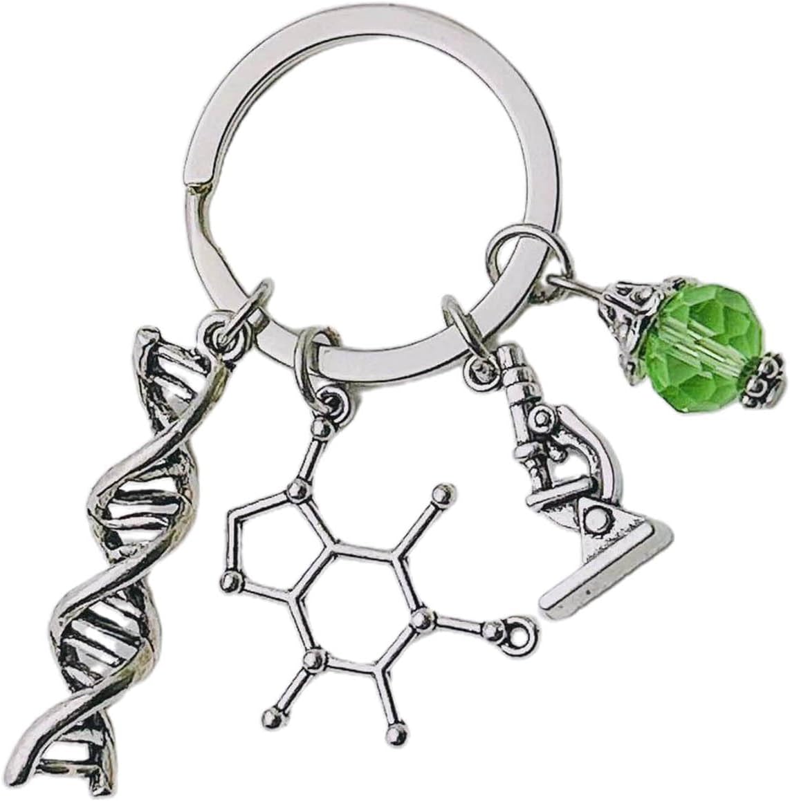 Rdxanc Biology Chemistry Keychain Unique Molecule Keyring Accessory Portable and Stylish Doctor DNA Microscope Keychain Jewelry