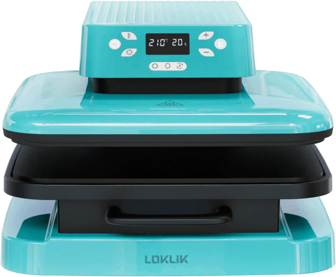 LOKLIK Auto Heat Press Machine - Printing Machine for Sublimation Printing with Large 38cm Plate - HTV Heat Transfer Vinyl Sublimation Press, Perfect for T Shirts/Fabric/Clothes - Turquoise