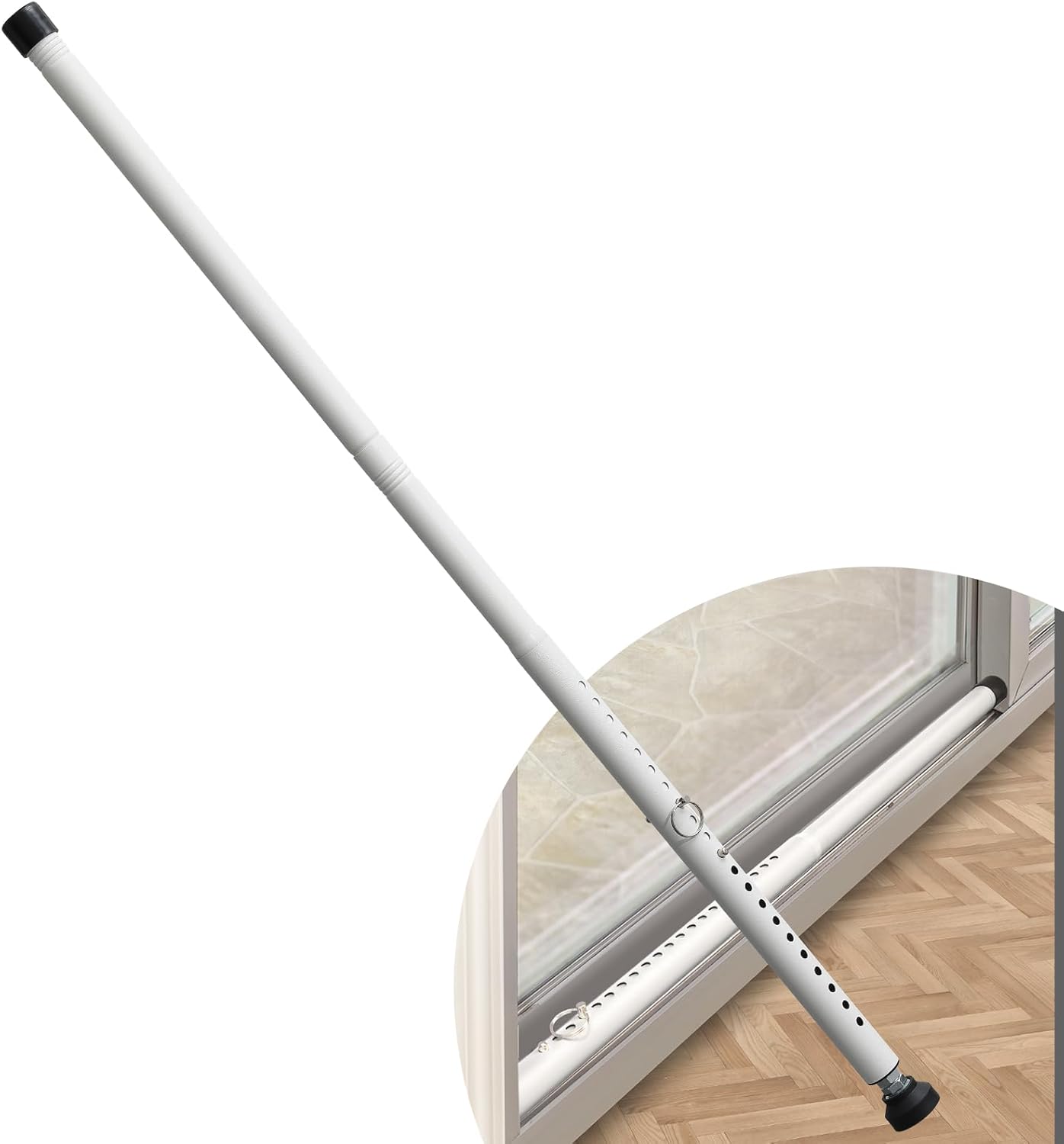 DIIG Sliding Door Security Bar，17.7-50.5inch Adjustable Locking Window Safety Bar with Rubber Tips,Diameter 1inch Window Security Bar for Home Apartment Travel (White)