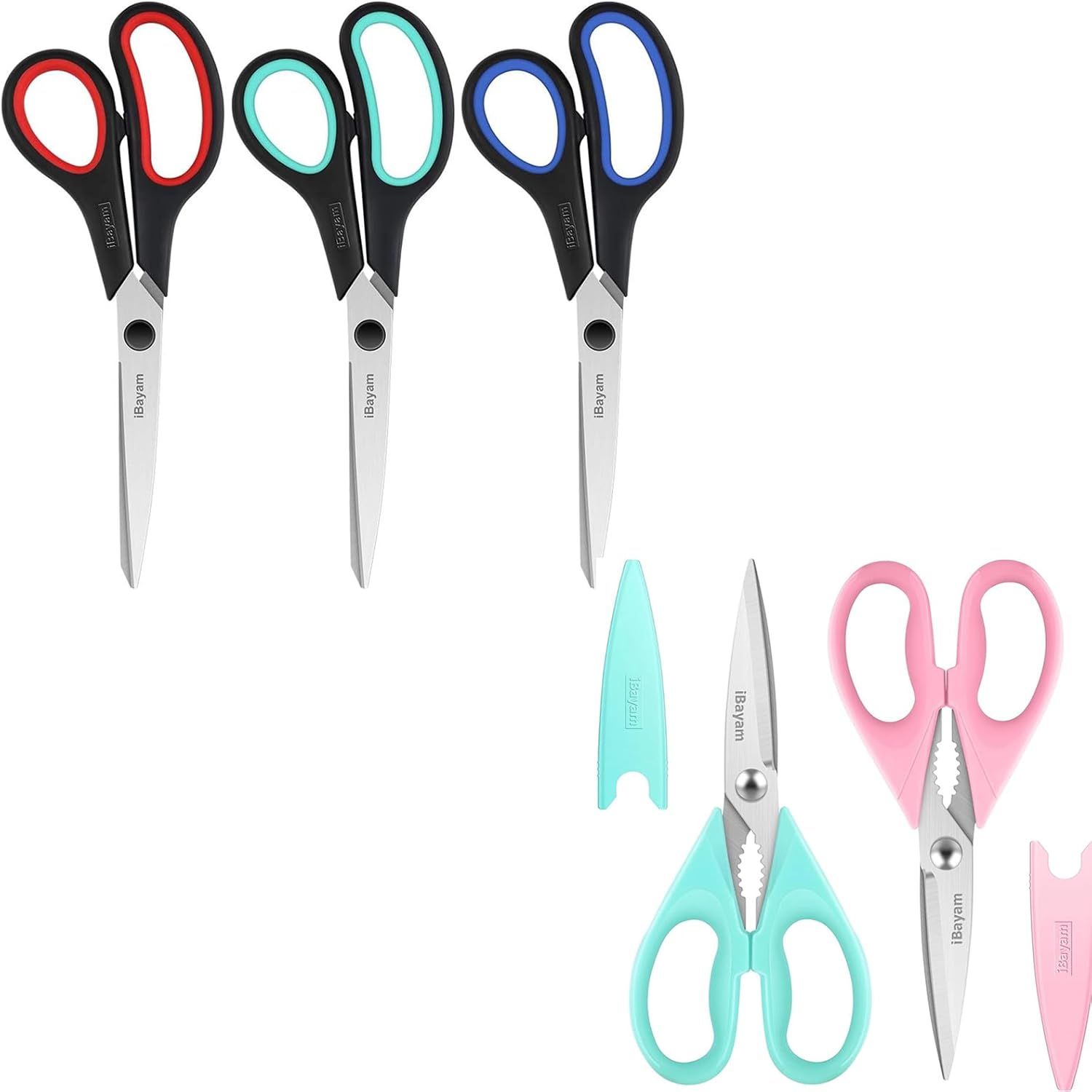 Kitchen Shears, iBayam Kitchen Scissors All Purpose Heavy Duty Meat Scissors Poultry Shears, Dishwasher Safe Food Cooking Scissors Stainless Steel Utility Scissors