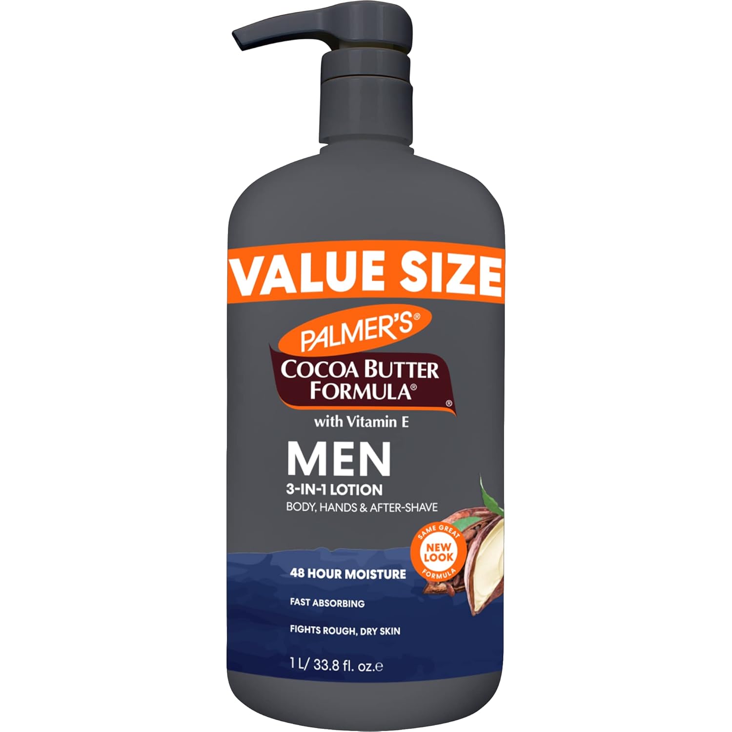 Palmer's Cocoa Butter Formula Men's 3-in-1 Fast Absorbing Face & Body Lotion for Dry Skin, 33.8 oz.