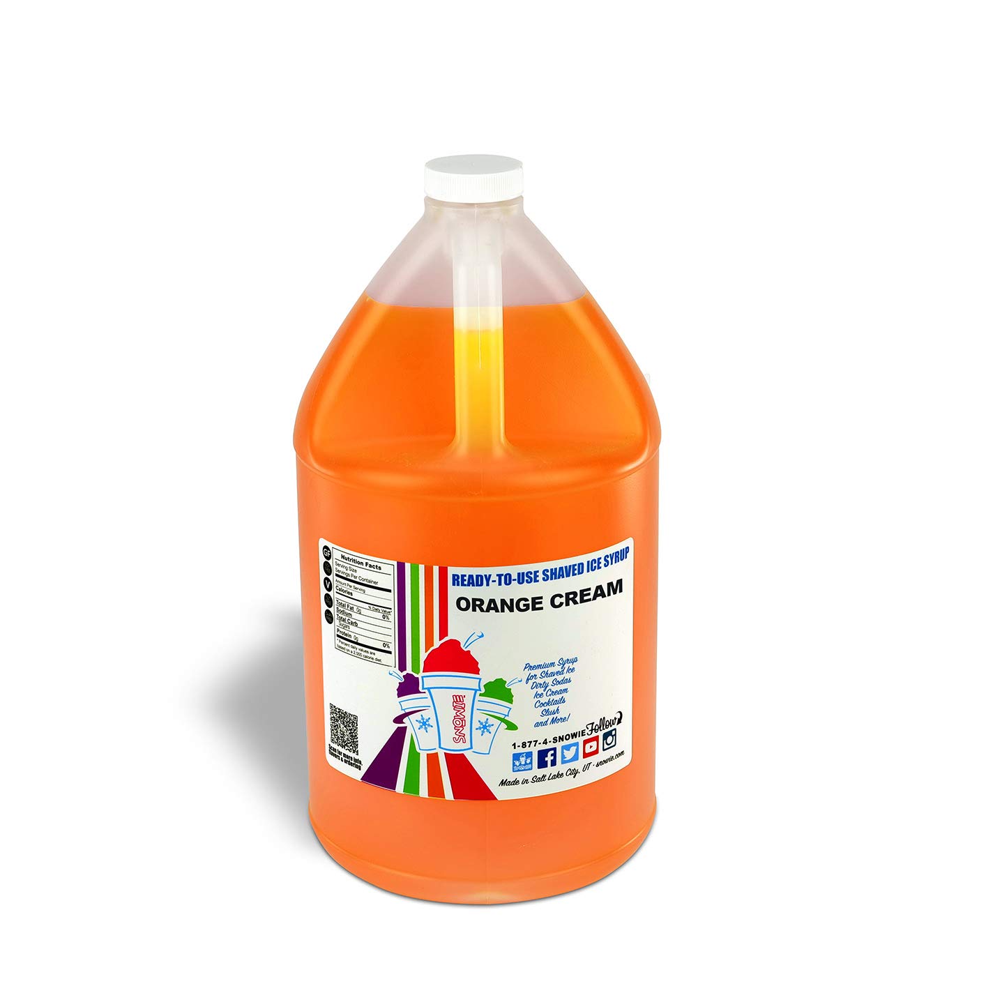 SNOWIE - Shaved Ice Snow Cone Ready to Use Syrup - Gallon (Flavor: Orange Cream)