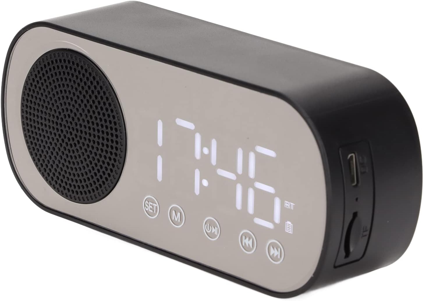 Portable Dual Alarm Clock with FM Radio, Bluetooth Speaker for Reading, Cooking and Horse Riding