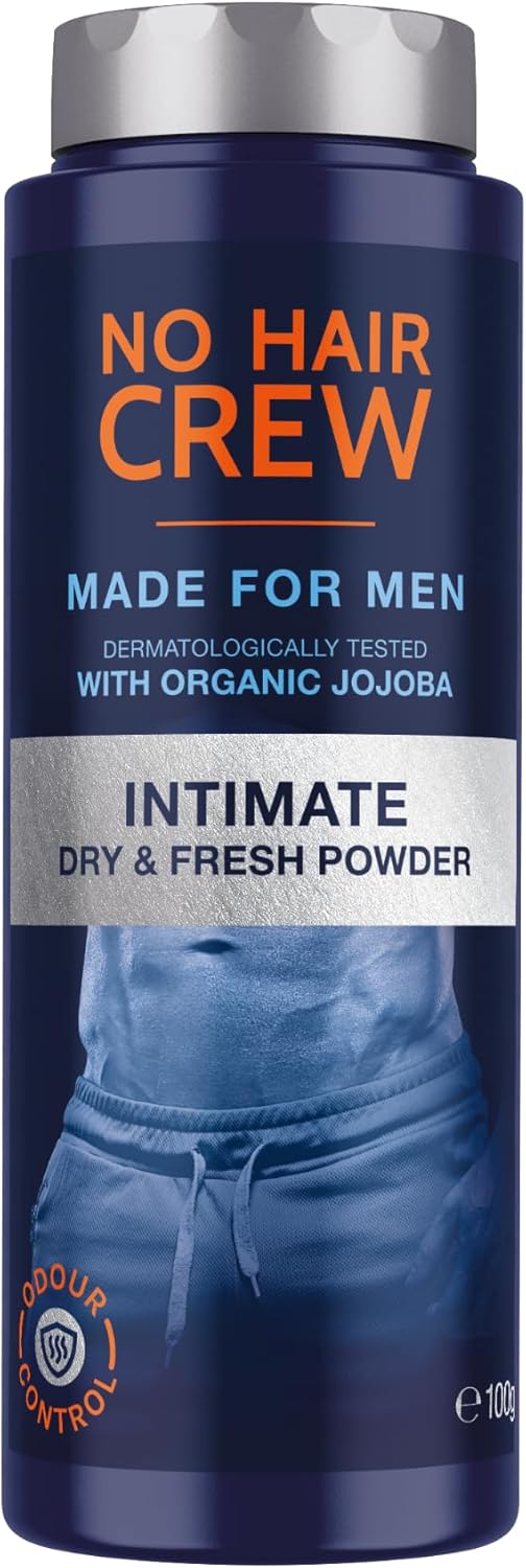 NO Hair Crew Intimate Dry & Fresh Powder. Premium talcum Free Body Powder for Sensitive Areas. Made for Men. 100 g.