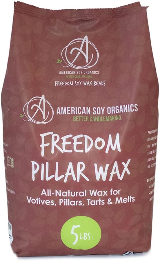 Freedom Soy Wax Beads for Pillar Candle Making - Natural Candle Making Supplies - Paraffin-Free, Beeswax-Free Candle Wax for Votives, Pillars, Tarts, Tealights and Wax Melts 5 lb