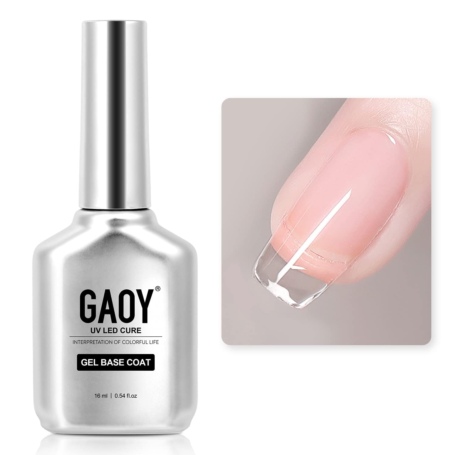 GAOY Gel Base Coat for Gel Nail Polish, 16ml No Wipe Clear Foundation for Long Lasting UV Light Cure Nail Art DIY at Home