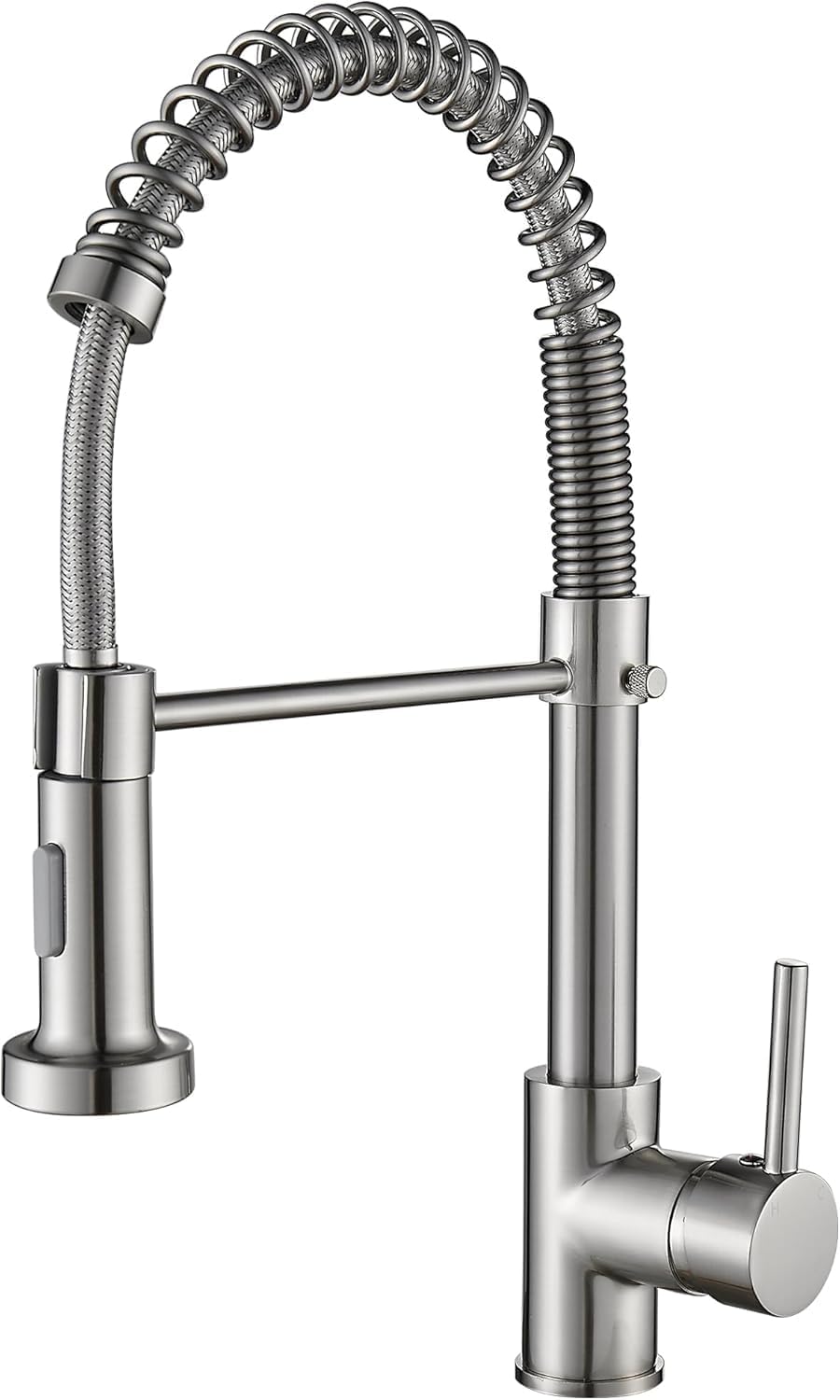 Cobbe Kitchen Tap, Spring Sink Mixer Taps with Pull Down Sprayer, 2 Spray Modes High Arc Swivel 360° Single Handle Lever Kitchen Tap (Brushed Nickel)