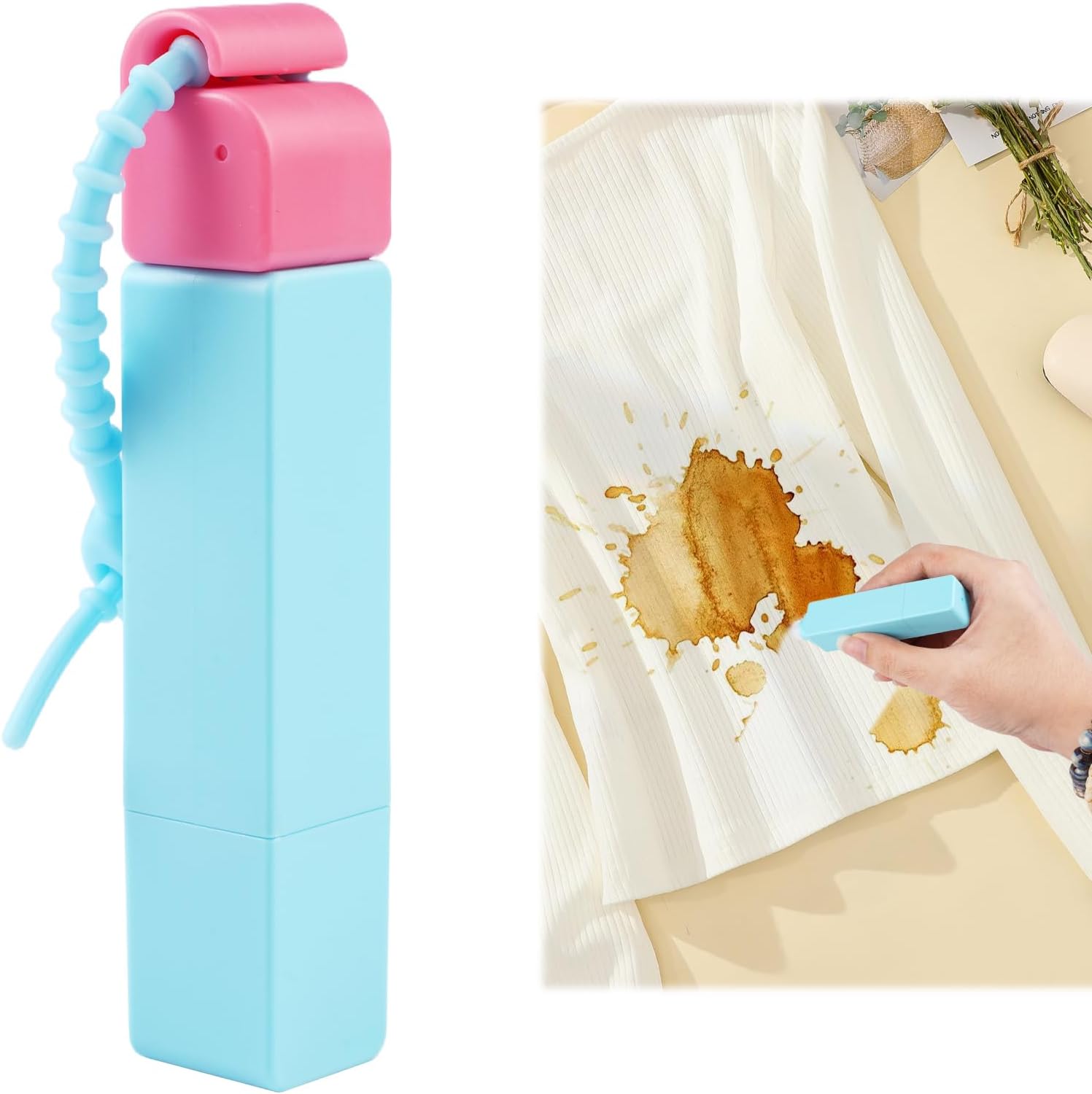 Stain Remover Pen,2-in-1 Active Eraser & Brush for Clothes,Portable To Go Instant Stain Remover Pen Clothing Bleached DIY design, Travel Cleaning Supplies, Lnstantly Remove Stains (1, Blue)