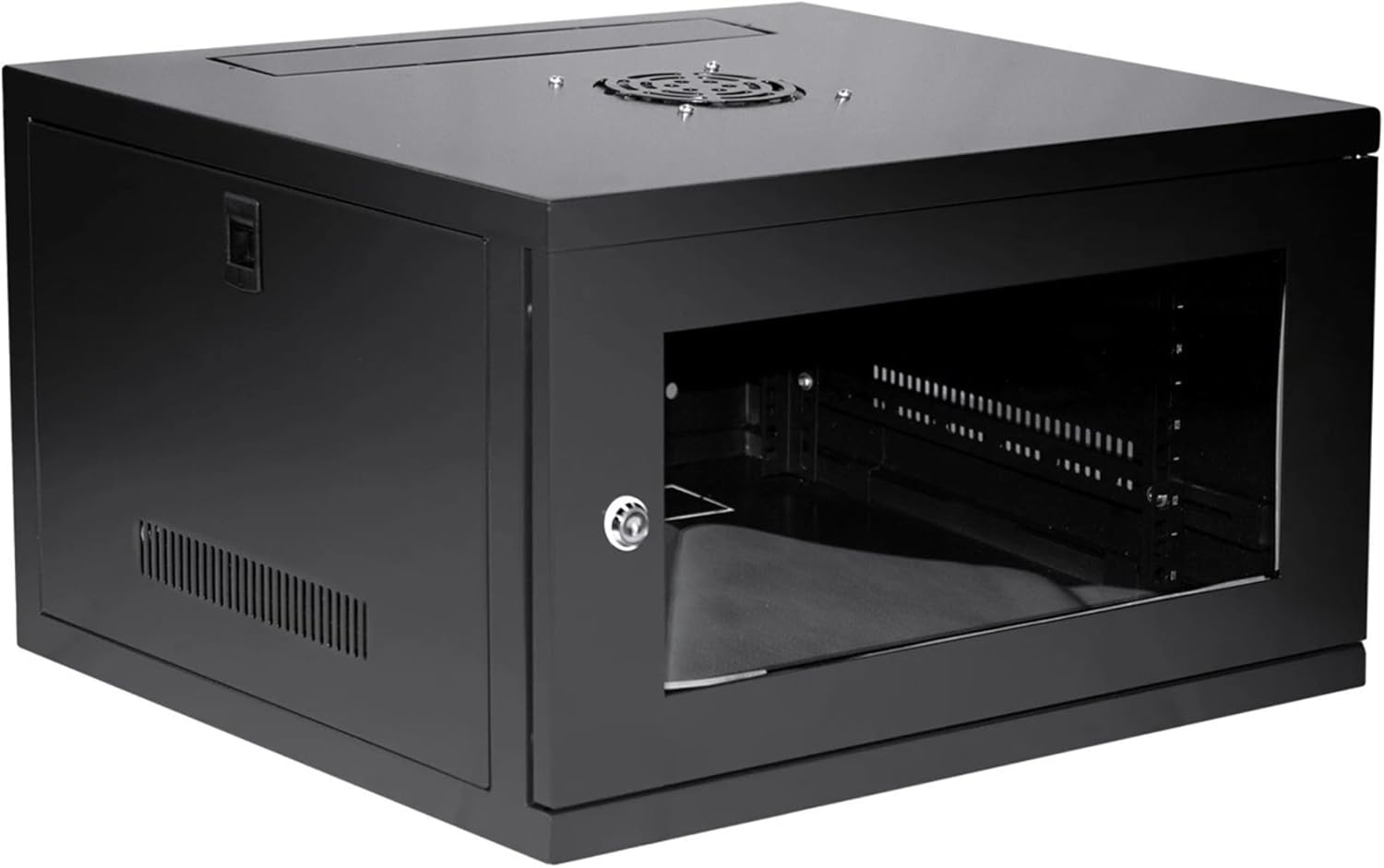 LMS Data 6U 450mm Deep 19" Wall Mount Network Server Rack Data Cabinet, 19 inch Storage enclosure for Home Office Server Room with Glass Door, Removable Side Panels, Lockable Front-Rear - Flat-Packed