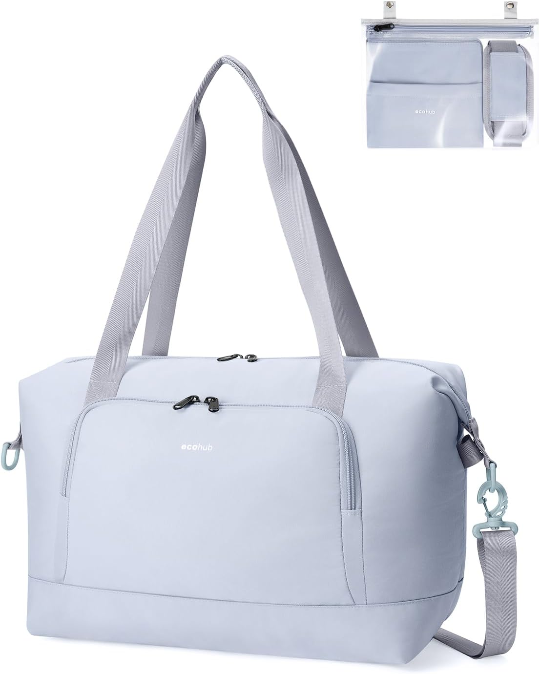 ECOHUB for Ryanair Cabin Bag 40x20x25, Perfect for New Ryanair 40x30x20 Underseat Foldable Travel Duffel Bag, Hand Luggage Holdall Bag with Wet Pocket, Carry on Overnight Weekend for Women Grey