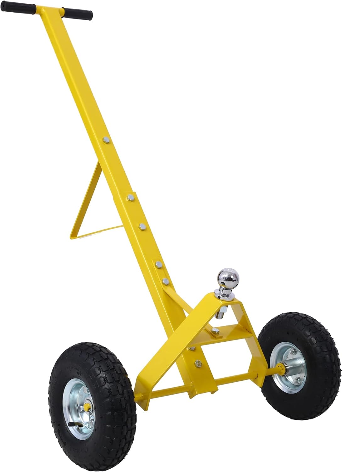 Heavy-Duty Steel Trailer Dolly - 600 Lb Load Capacity, Pneumatic Wheels, 44" Handle for Easy Maneuvering of Boat, Utility, and Jet Ski Trailers (Yellow)