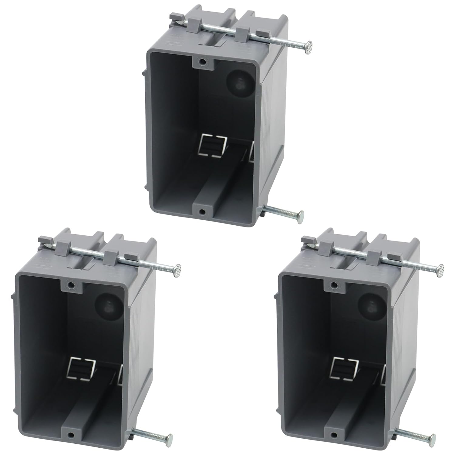 1-Gang New Work Electrical Outlet Box,18 Cubic Inches Grey Outlet Box with ETL Listed,Outlet Junction Box 3 Pack.