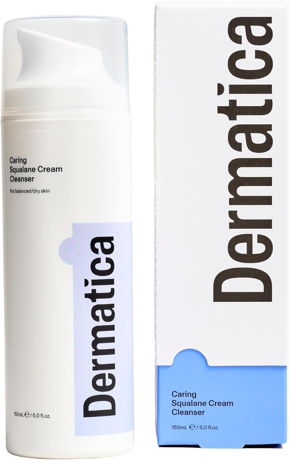 Dermatica Caring Squalane Cream Cleanser | With Glycerin and Rich in Vitamins to Protect Skin Barriers | Deeply Hydrating Oil-To-Milk Formulation I Daily Wash For Dry or Combination Skin Types (150ml)