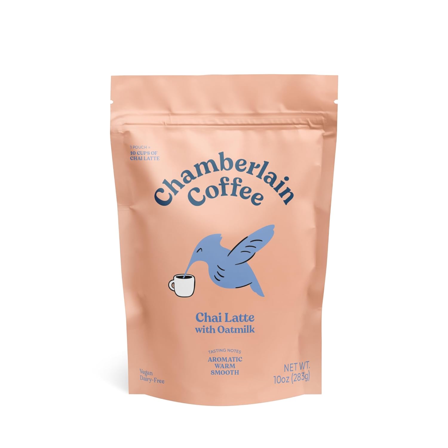 Chamberlain Coffee Gentle Hummingbird Chai Mix - Warm, Aromatic Vegan Chai with Oat Milk, Vanilla & Spices - Hot or Iced Instant Chai Latte - 10oz - 10 Servings