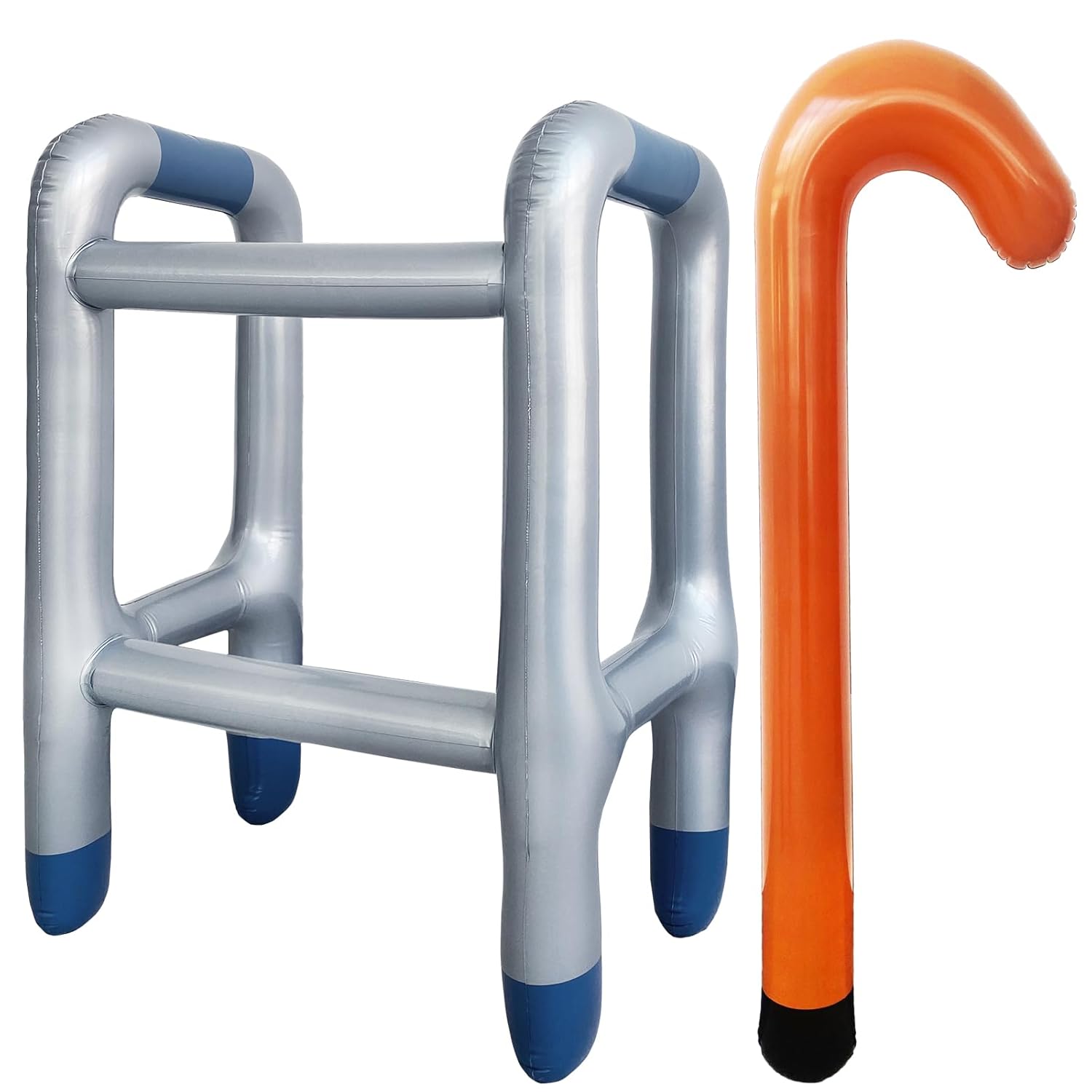 2 PCS Inflatable Walker and Cane,Funny Old Age Costume Accessories,Retirement Party Decorations Gag Gift for Kids,100th Day of School,Christmas,Halloween