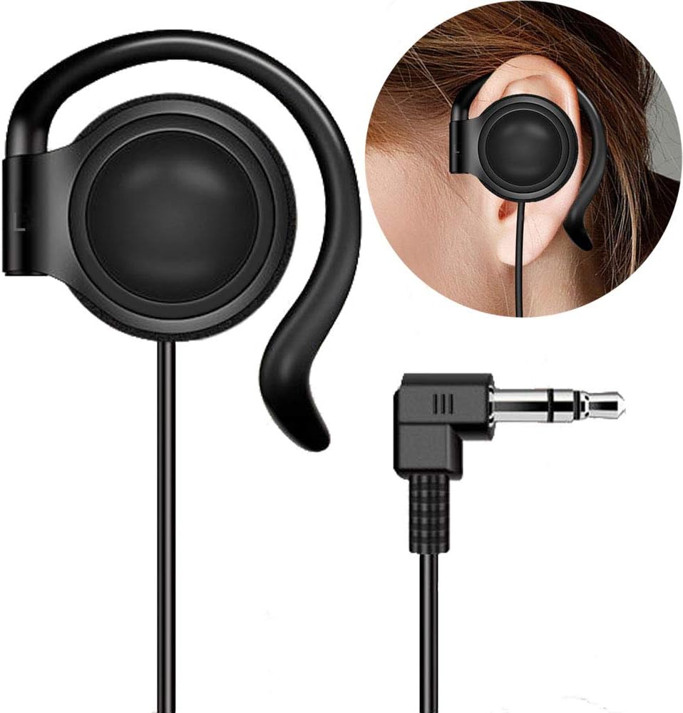 EXMAX Wired Single Headphones 3.5mm Left-Side Earphone One Ear Ear-Hook Headphone for EXD-101 ATG-100T Wireless Tour Guide Receiver Radio Podcast Laptop MP3 Ear Bud (Left-Side Earphone)