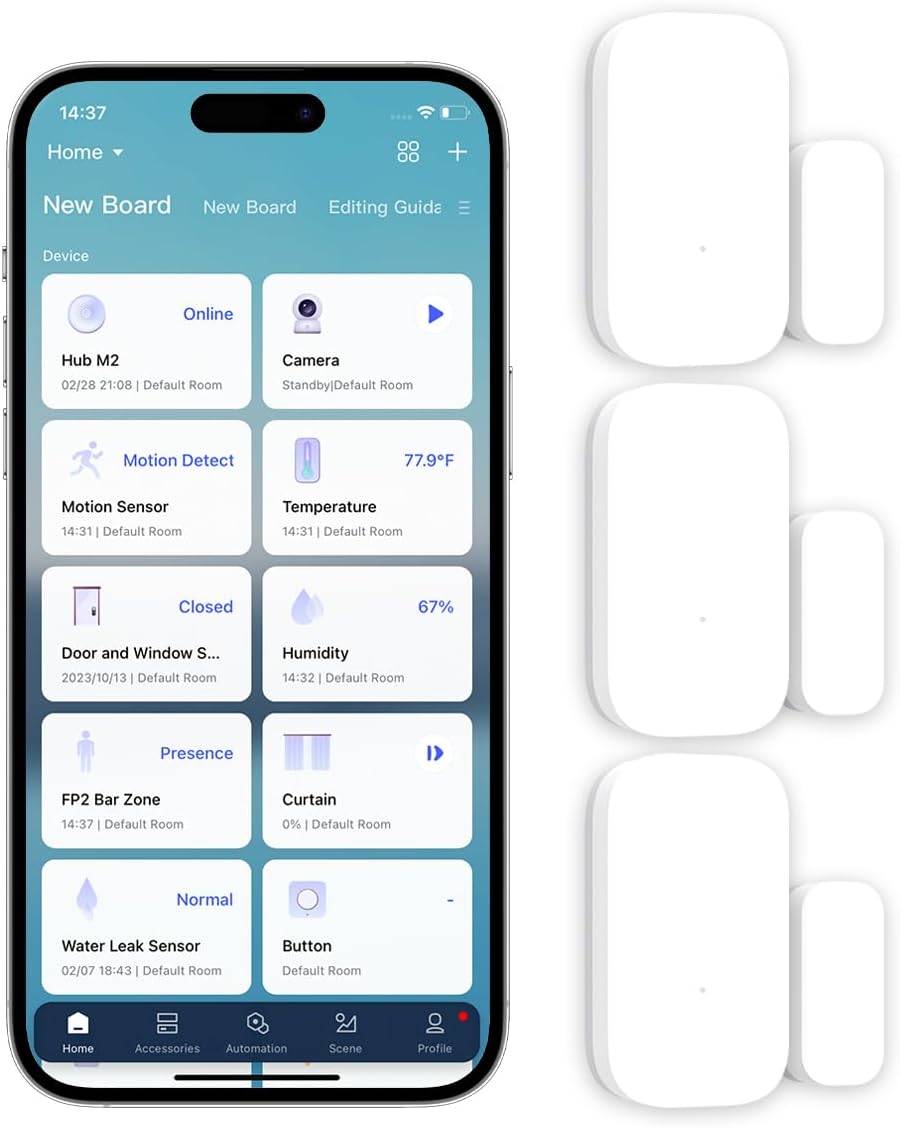 Aqara Zigbee Door and Window Sensor 3 Pack, Wireless Mini Contact Sensor, Home Automation, Requires Aqara Hub, Zigbee Connection, Kid Safety, Compatible with Apple HomeKit, Alexa, Works with IFTTT