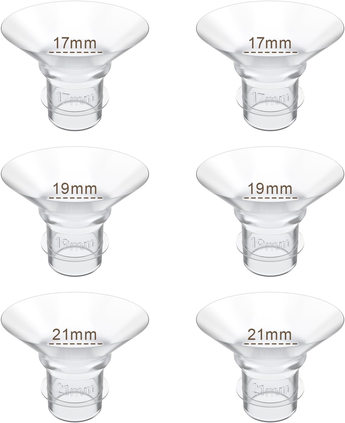 6PCS Flange Insert 17/19/21mm Compatible with Medela/Spectra/TSRETE/Elvie/Momcozy/Bellababy Breast Pump 24mm Shields/Flanges