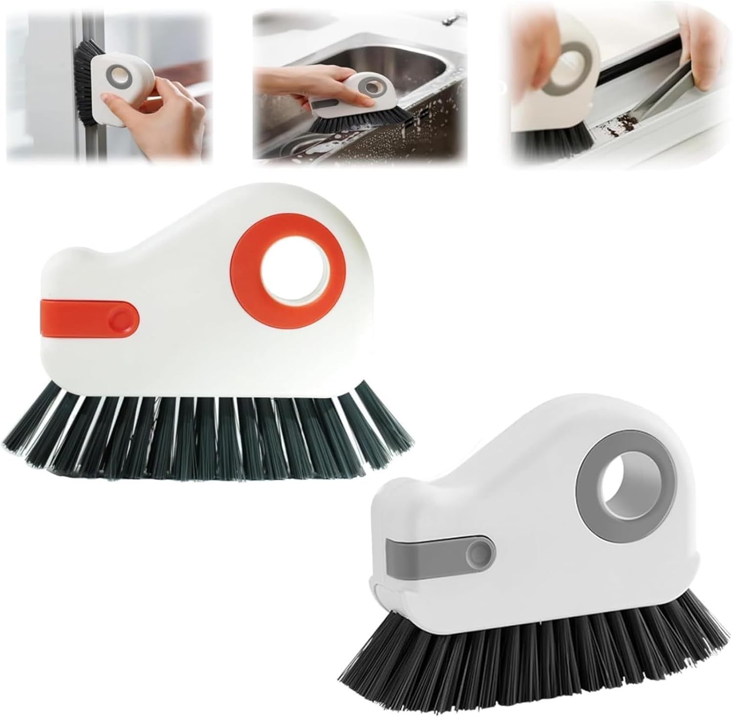 2Pcs Groove Cleaning Brush Window Track Cleaning Tools 2 in 1 Grout Cleaner Tool Grip Brush Hard Bristle Crevice Cleaning Brush for Sliding Door Track, Window Sill, Window Seal(As Shown)