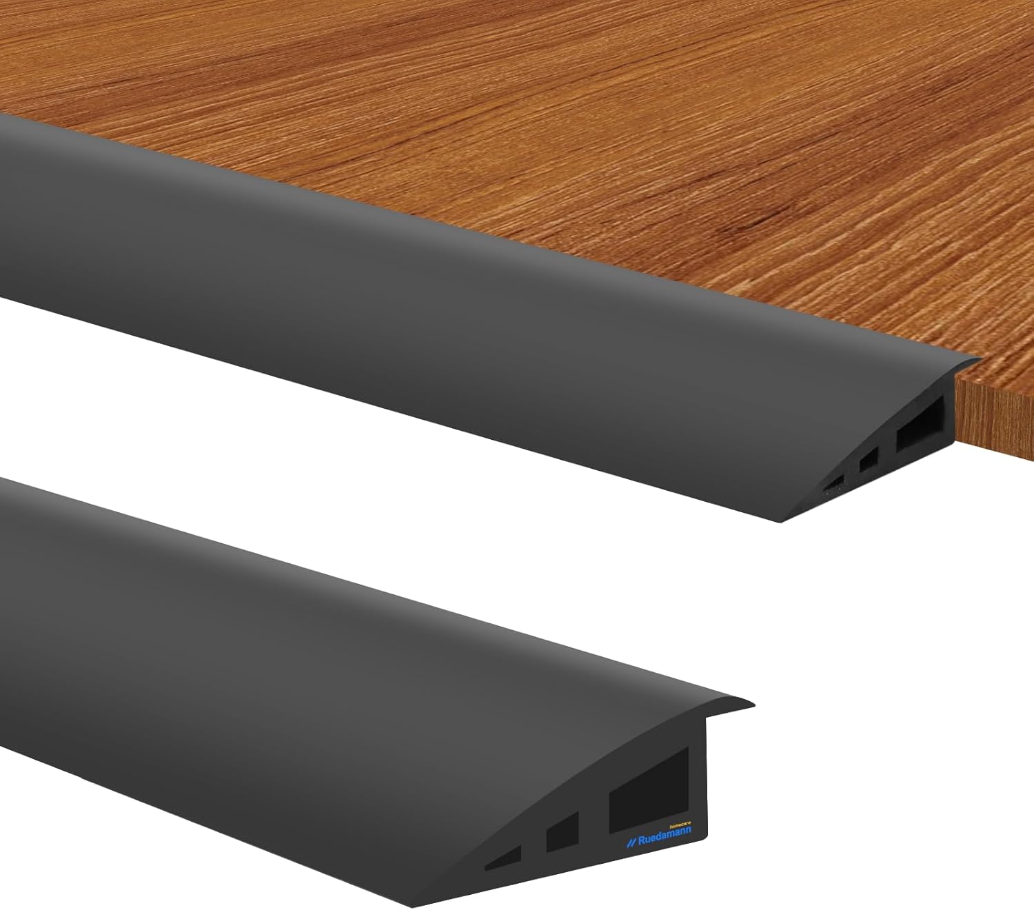 Ruedamann 13.1 Ft Threshold Transition Strip, 1 1/5"~1 2/5" Rise Rubber Threshold Ramp, Overlap Edge Reducer, Doorway Edge Trim and Mats for Laminate Doorway, Carpet, Floor, Tile