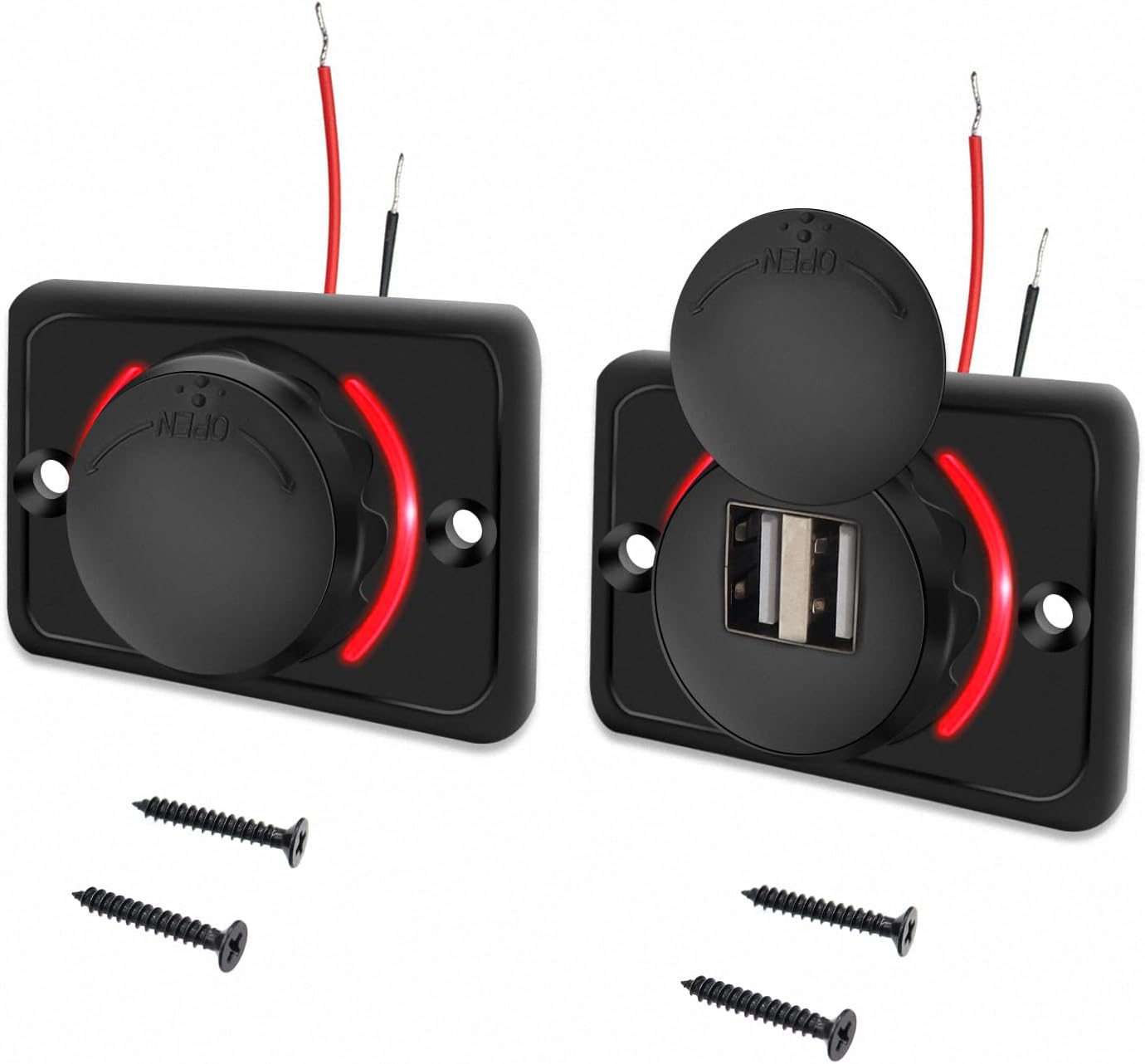 3.1A Car Dual USB Charger,2 Port USB Charging Socket Charging Panel,Quick Charge,Waterproof,Mount 12V-24V for Mobile Phone Tablet Android Devices GPS (2 pcs)