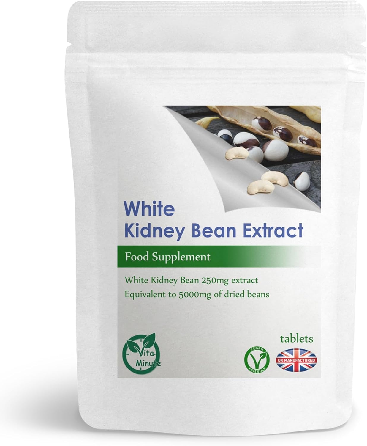 White Kidney Bean 5000mg Extract Tablets, Diet, Heart, Carb Blocker, Weight Management, Vegan (Pack of 120)