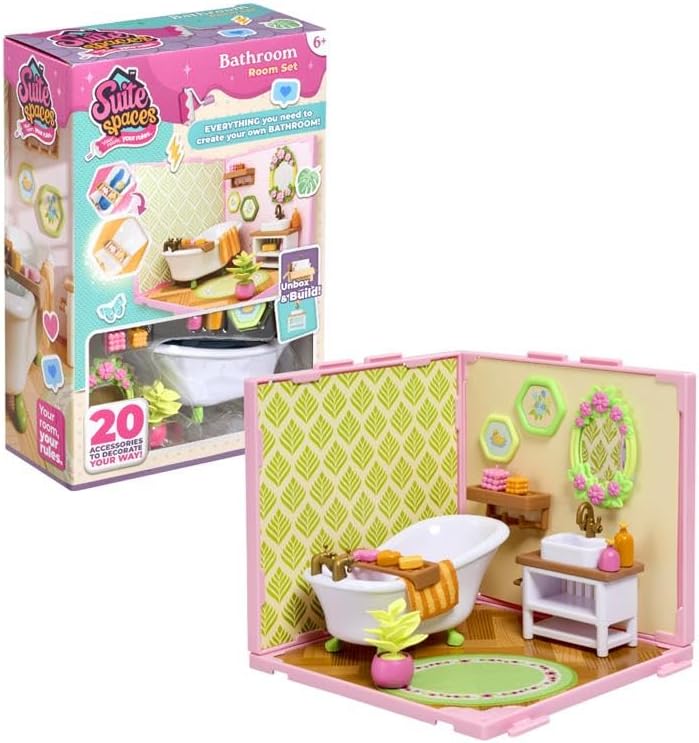 Goliath Suite Spaces - Bathroom Set | Your Room, Your Rules! Contains 20 Bathroom Themed Accessories | Modular Dolls House Rooms with Customizable Furniture & Decor | For Ages 6+