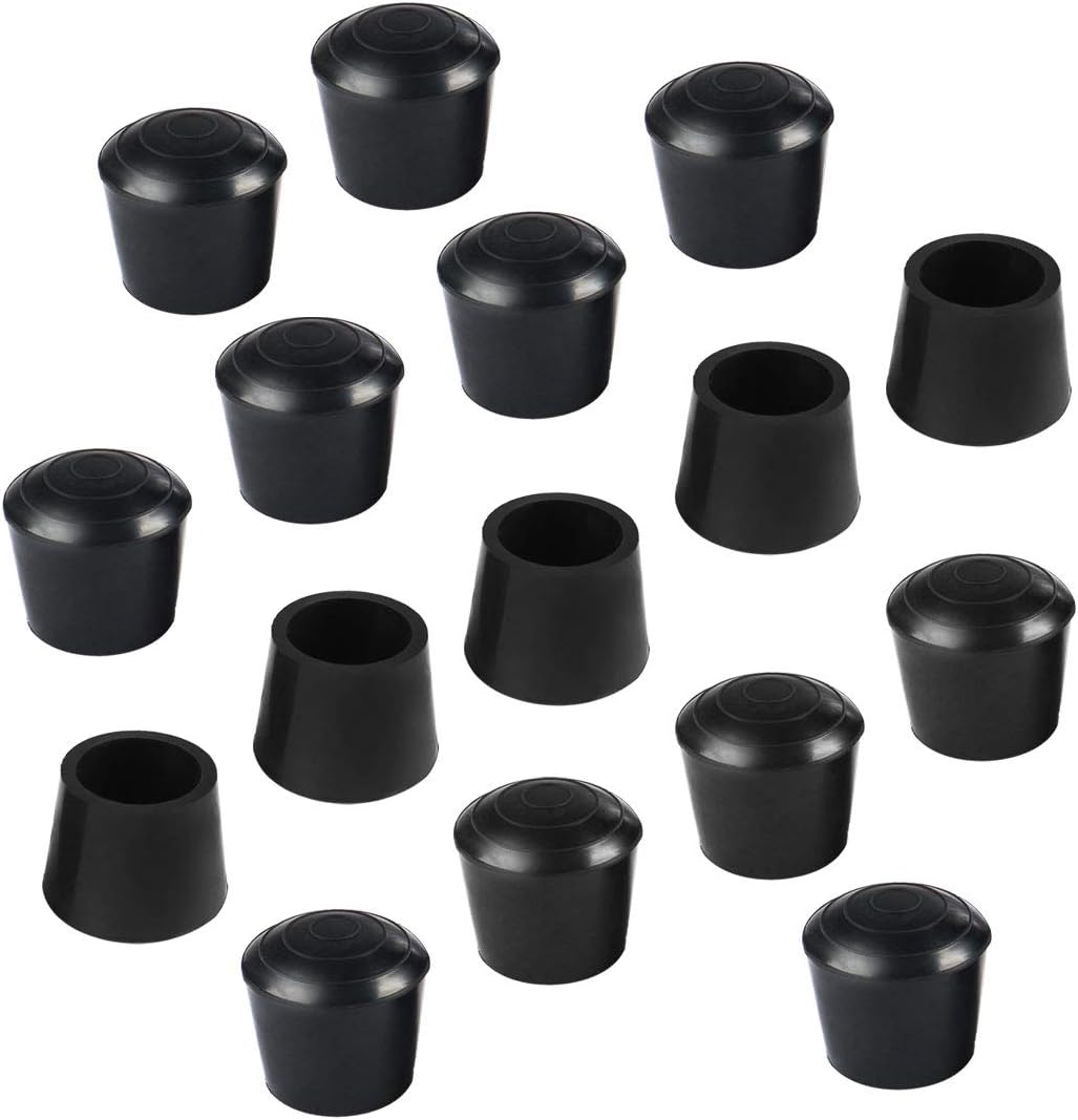 sourcing map 16pcs Chair Leg Tips Caps 18mm 5/7 Inch Anti Slip Rubber Furniture Table Feet Cover Floor Protector Reduce Noise Prevent Scratches Black