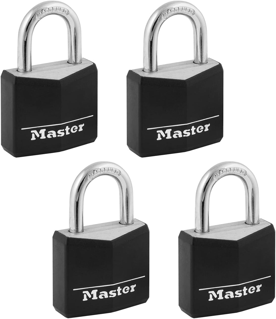 Master Lock 131Q Covered Aluminum Keyed Alike Padlocks, Black, 4 Count (Pack of 1)