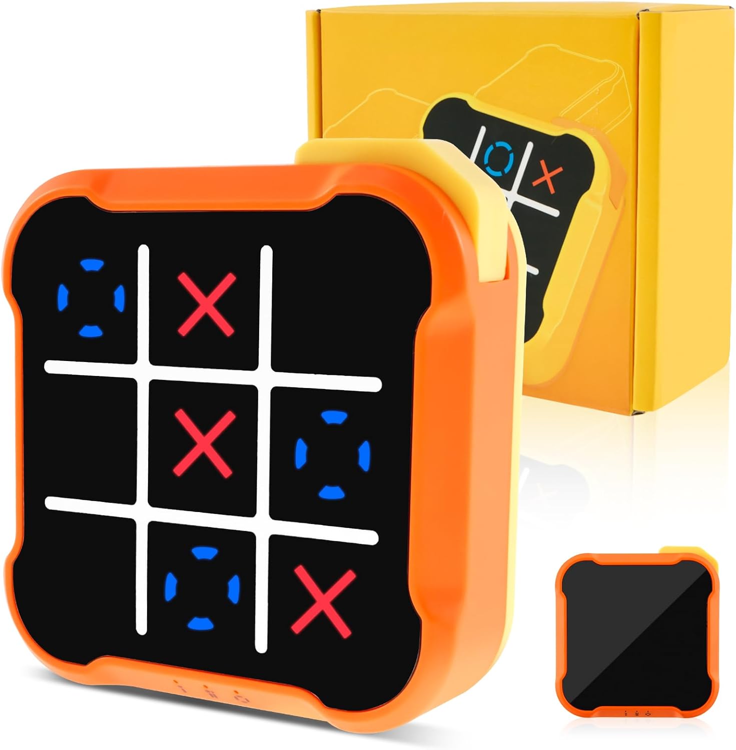 Tic Toe Bolt Game,Electronic Tic Toe Game 3-in-1 Handheld Puzzle Game Console Memory Training Infinite Tic Toe,Noughts and Crosses Game Portable Travel Games Education Toy(Orange)